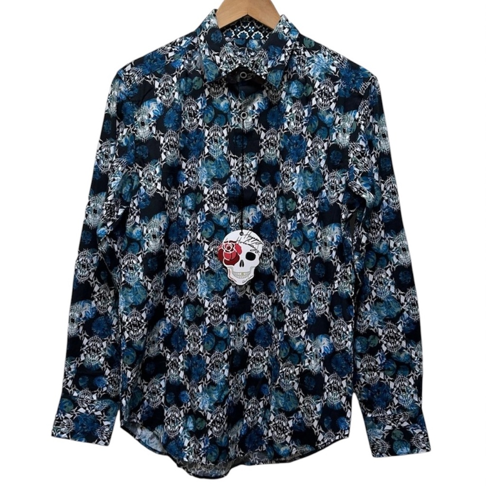 Robert Graham Skull Print Long Sleeve Shirt Size S